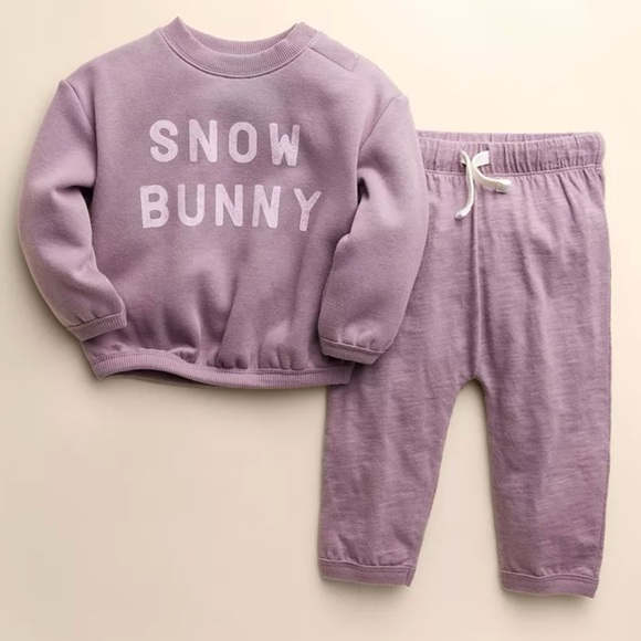 LC Lauren Conrad Other - Little Co. by Lauren Conrad Snow Bunny Sweatshirt and Jogger Set Size 3 Months